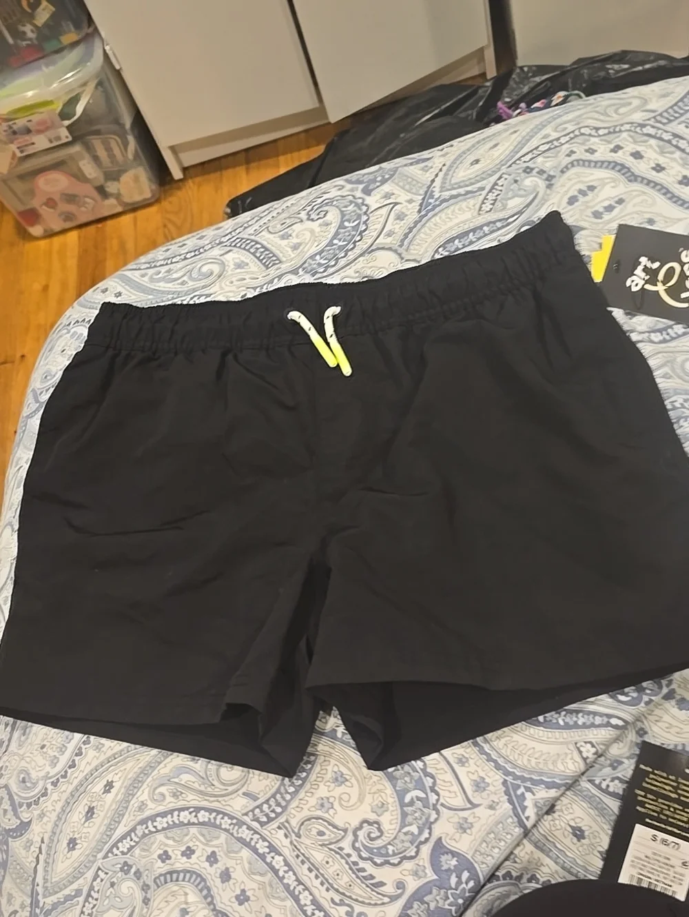 ❤️10/$40 New Black Swim Shorts with Contrast Drawstring